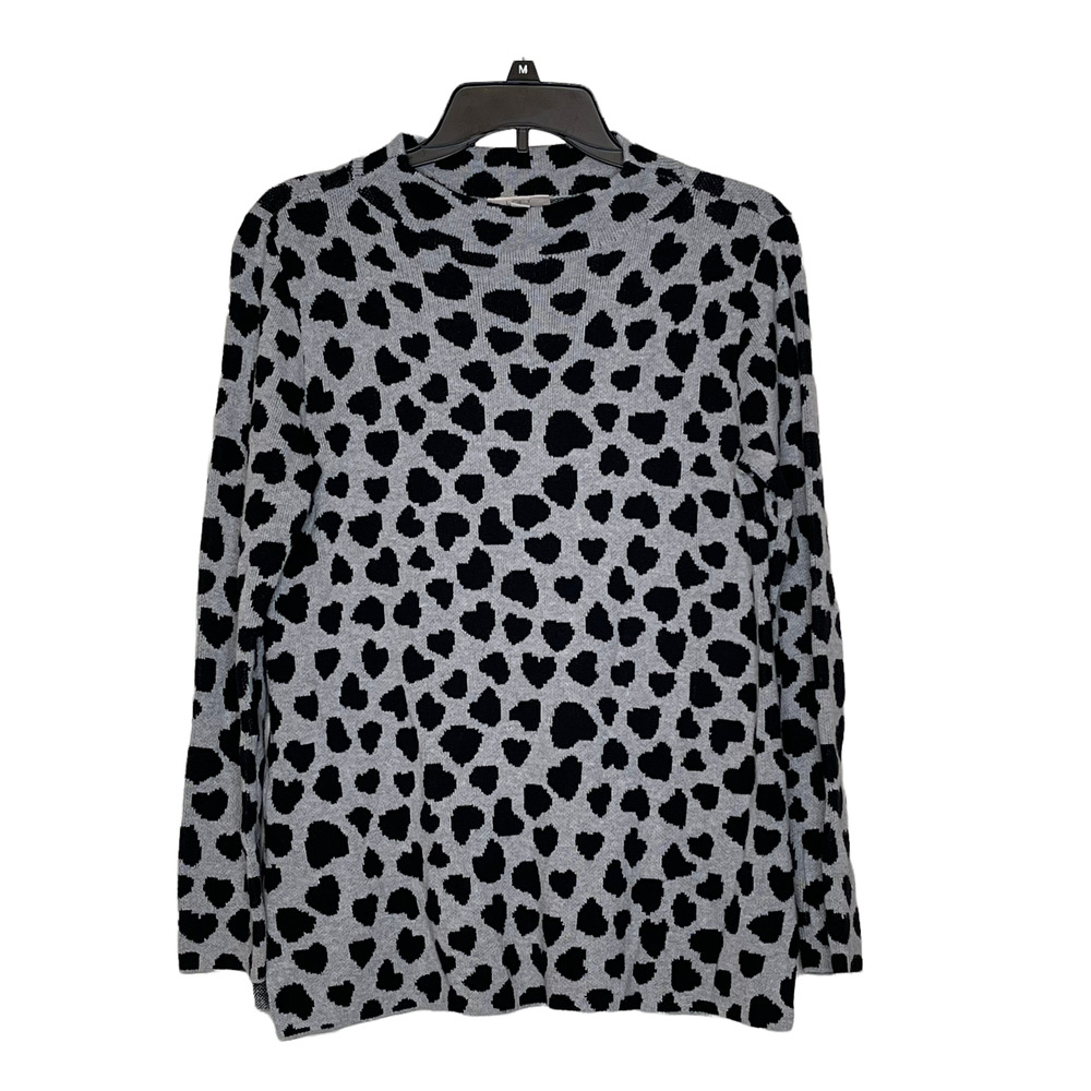 Ann Taylor Loft Womens Top Size SP Petite Small Black Gray Cow Print Stretch